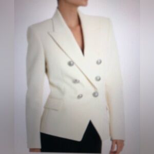 NWT Balman Elegant Cream Double-Breasted Women's Blazer. Size 34